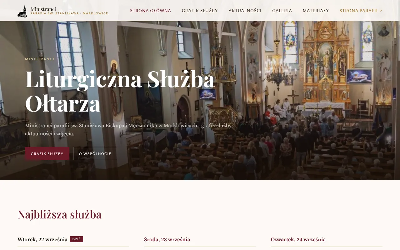 Służba Liturgiczna w Marklowicach - strona internetowa
